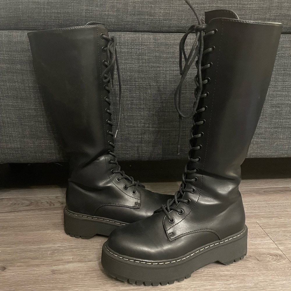 Steve Madden Platform Combat Boots Knee High